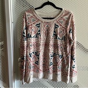 Chaser Crew Neck Pullover Sweatshirt Size Small in Blue Red Graphic Print